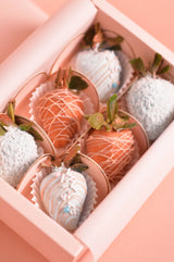 Blue & Copper Chocolate Dipped Strawberries (Half-Dozen) Pastries & Gifts Pulse Patisserie