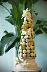 WHITE SAGE MACARON WEDDING CAKE Pulse Patisserie