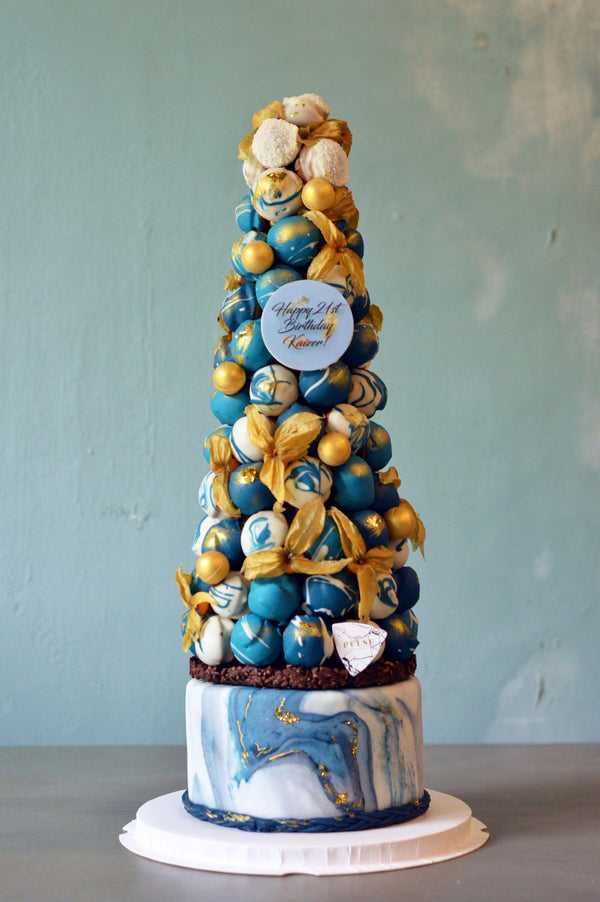 BLUE MARBLE TOWER & CAKE Pulse Patisserie 