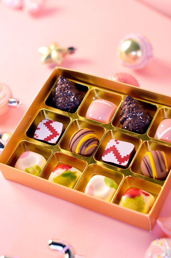 CHRISTMAS CHOCOLATE PRALINES Pastries & Gifts Pulse Patisserie Box of 12 