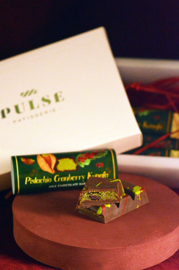 PISTACHIO CRANBERRY KUNAFA CHOCOLATE BAR Pastries & Gifts Pulse Patisserie 