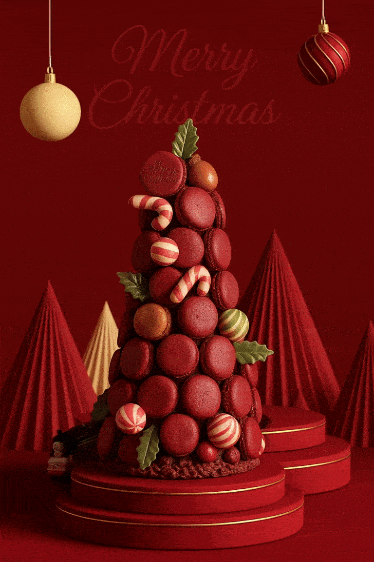 RUBY RED MACARON TREE Pulse Patisserie 