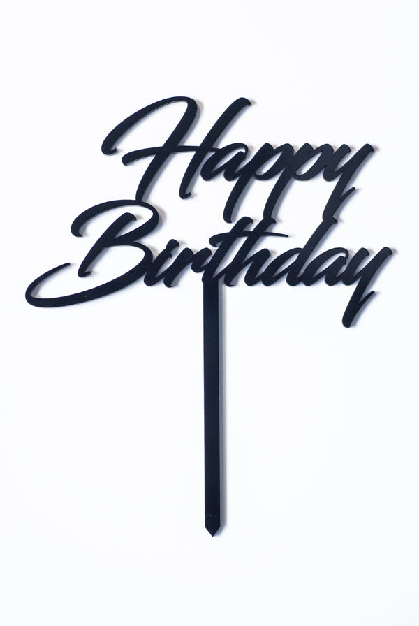 BLACK MIRROR ACRYLIC HAPPY BIRTHDAY Letter Toppers Pulse Patisserie 