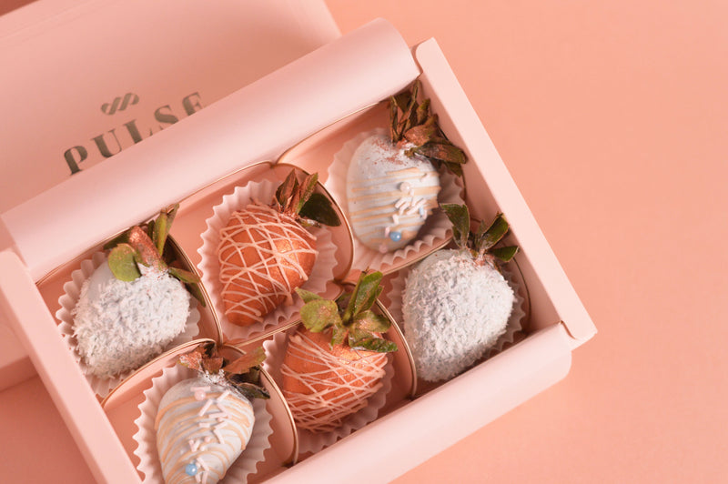 Blue & Copper Chocolate Dipped Strawberries (Half-Dozen) Pastries & Gifts Pulse Patisserie 