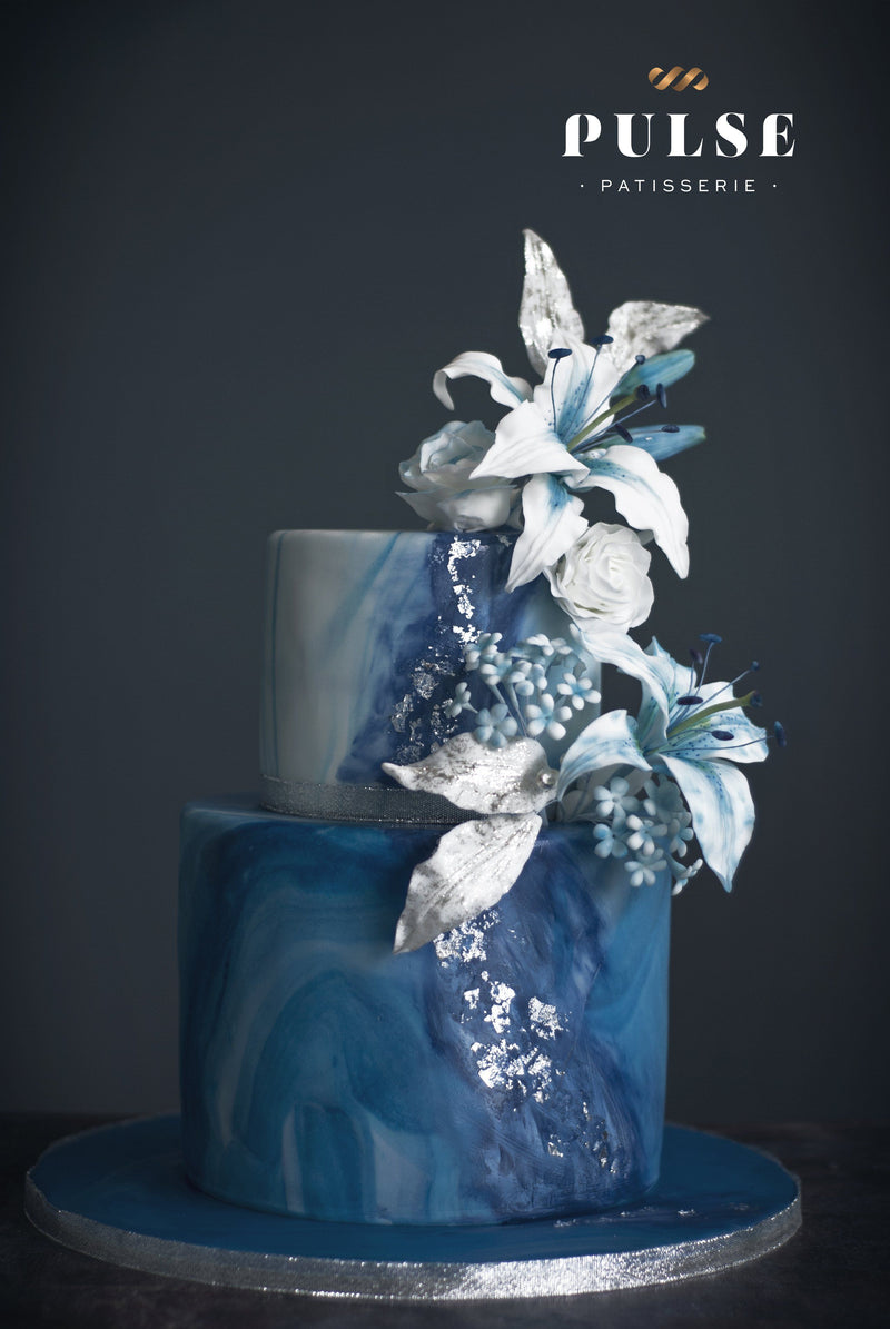 lily flower wedding cakes Blue Lily Flower- Wedding Cake– Pulse Patisserie