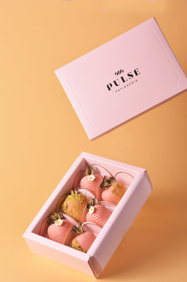 CHOCOLATE & PISTACHIO DIPPED STRAWBERRIES Pastries & Gifts Pulse Patisserie 