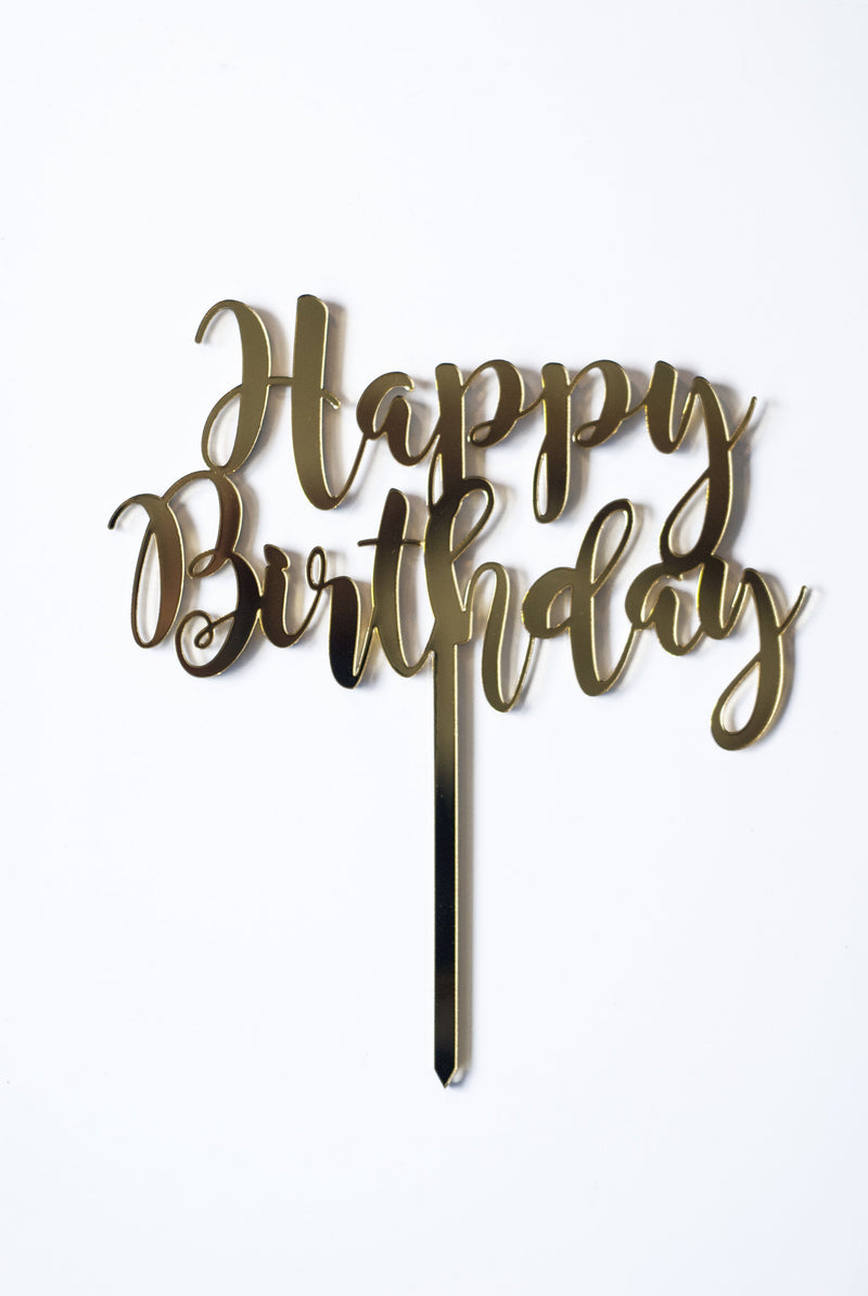 GOLD MIRROR ACRYLIC HAPPY BIRTHDAY Letter Toppers Pulse Patisserie 