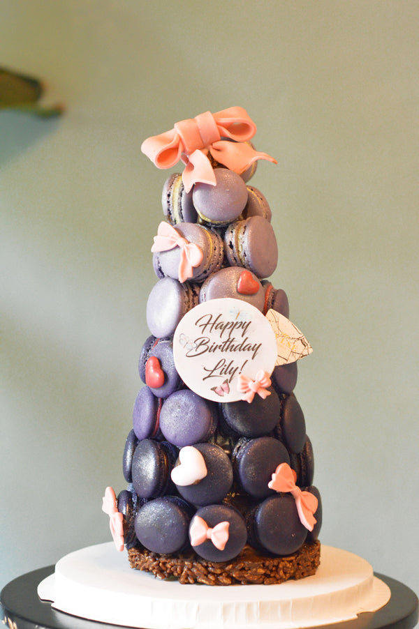 HEARTS & RIBBONS MACARON TOWER Croquembouche Pulse Patisserie 